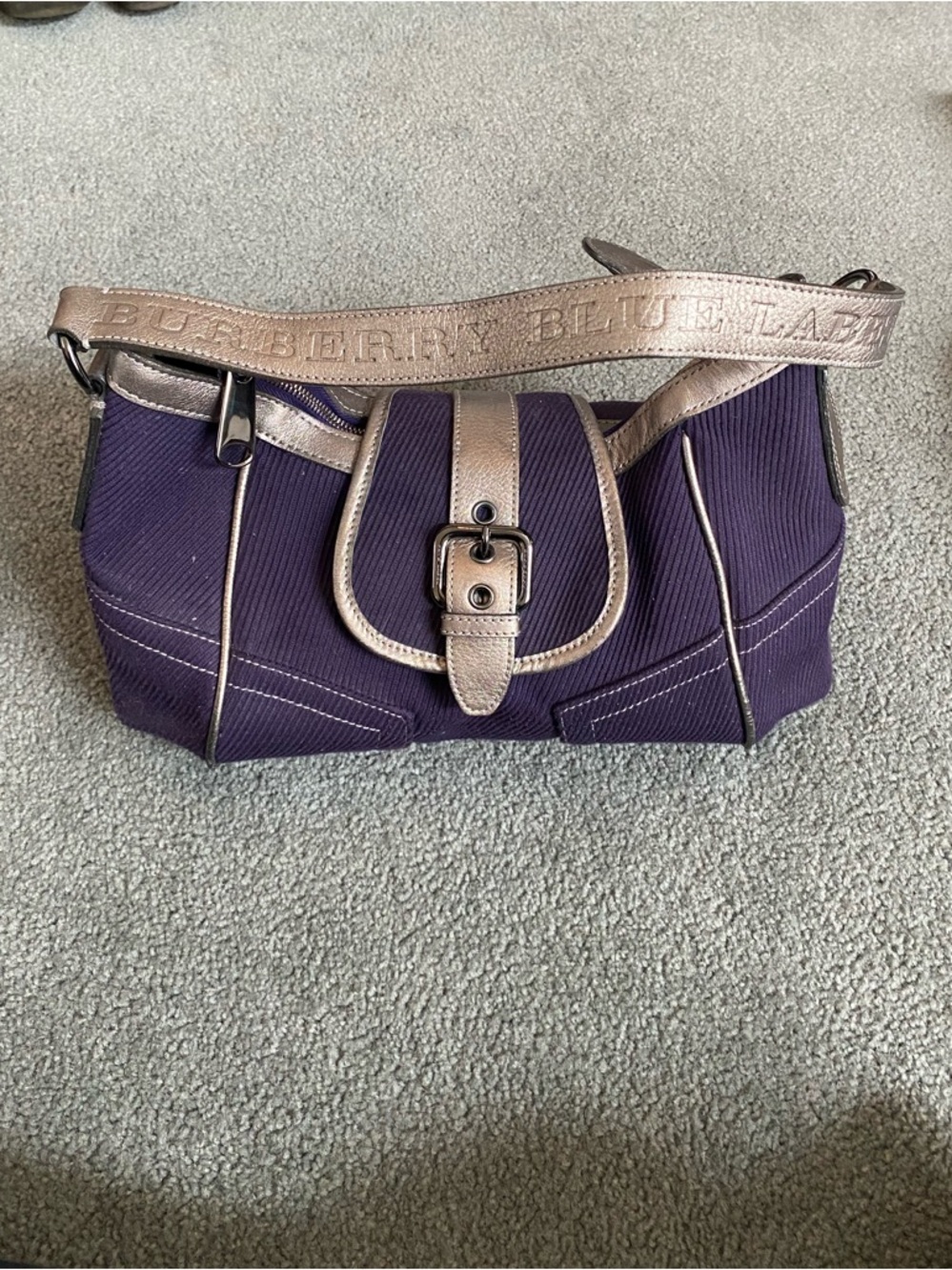 Vintage Burberry Blue Label (Japan Line) Purple/Metallic Corduroy Bag